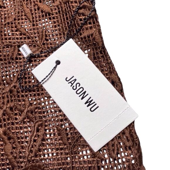 JASON WU Lace Sheer Floral Button Down Top NWT Size Large Brown - Picture 10 of 15
